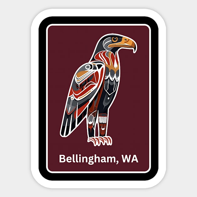 Bellingham Washington Native American Indian American Red Background Eagle Hawk Haida Sticker by twizzler3b